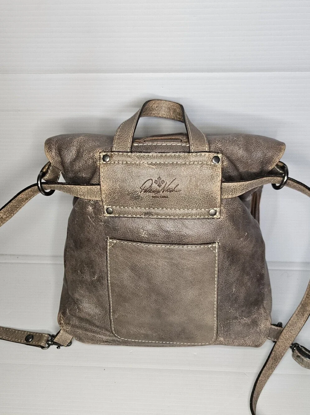 Patricia Nash Luzille Convertible Backpack Distressed Gray Leather Crossbody Bag